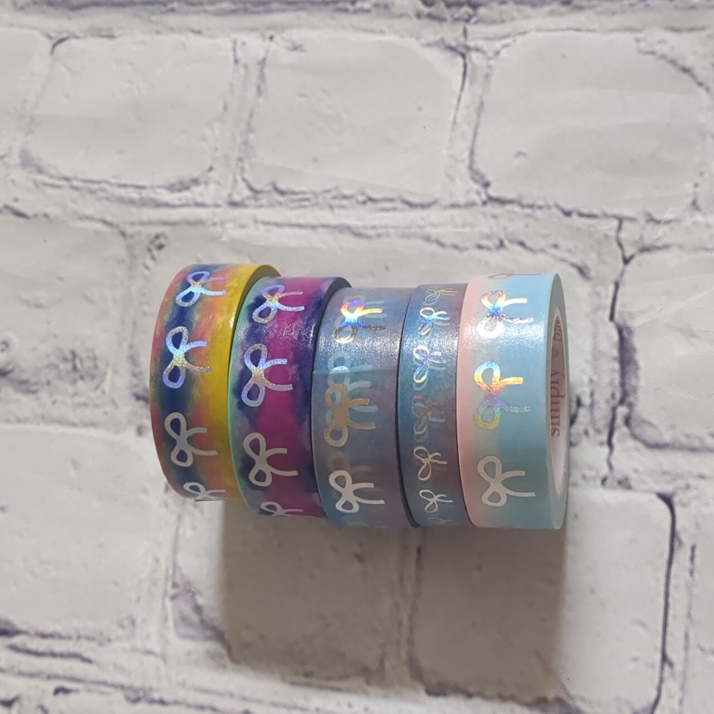 Simply Gilded Washi, Various Backgrounds with Holographic Bows